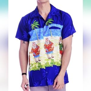 Christmas Hawaiian Shirt for Women Men Unicut Santa Button-Down Relaxed-Fit